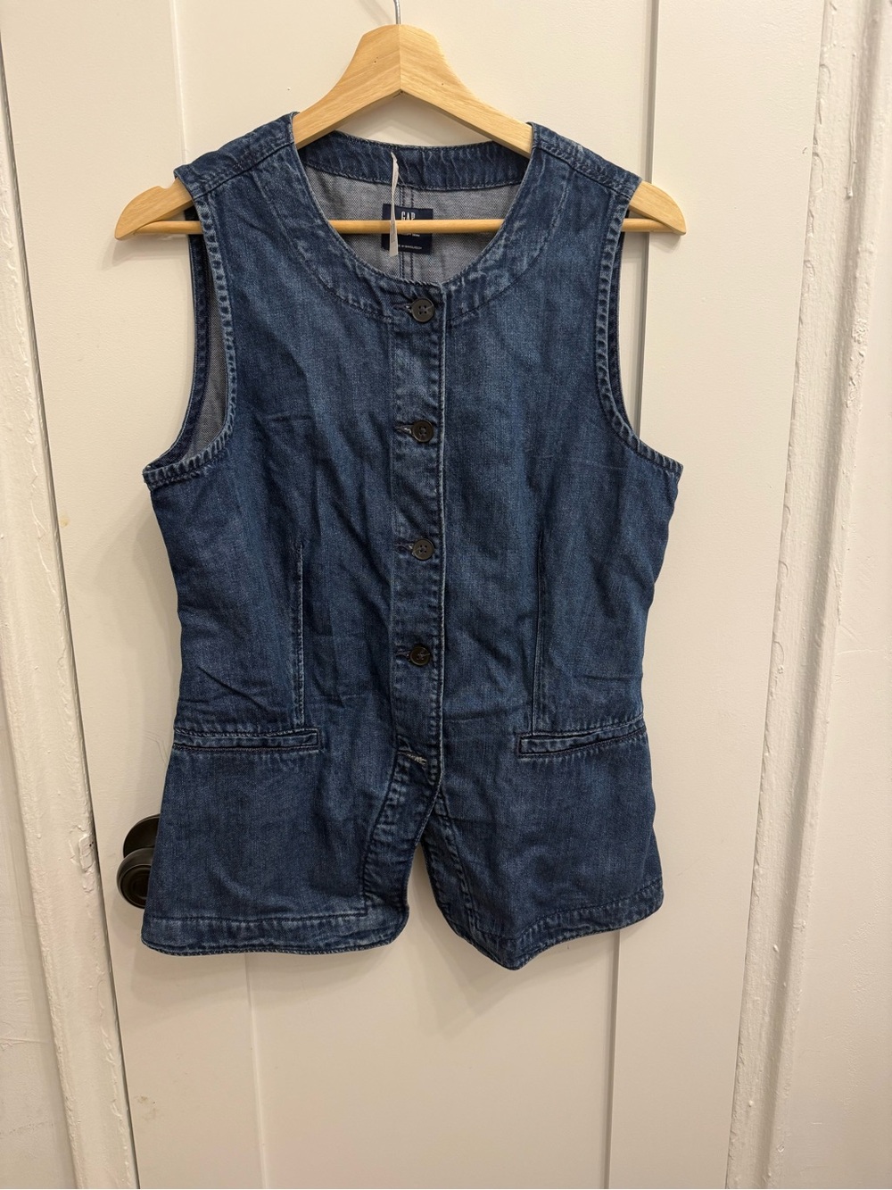 GAP Dark Blue Denim Button Front Vest